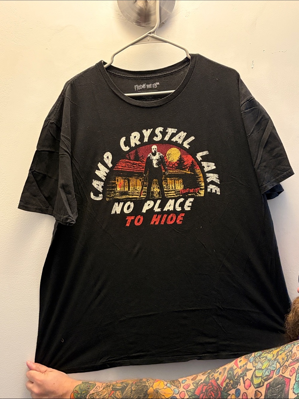 Camp Crystal Lake 'No Place to Hide' Black Graphic Tee